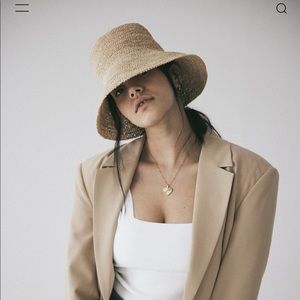 Janessa Leone Felix Raffia Bucket Hat Medium